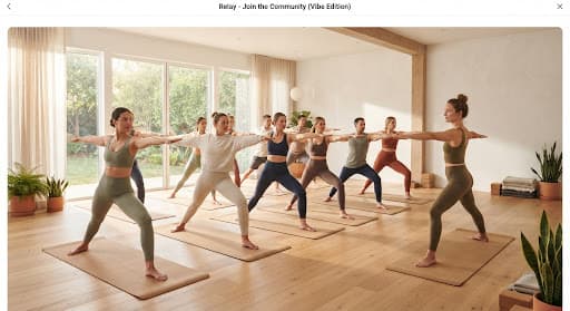 A calm sunset yoga class in a bright studio